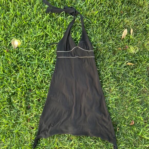 Y2K Midi Halter Dress Asymmetrical Hem - Picture 1 of 4
